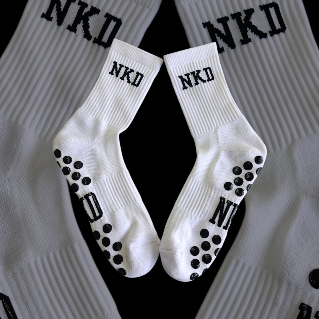 White NKD Grip Sock