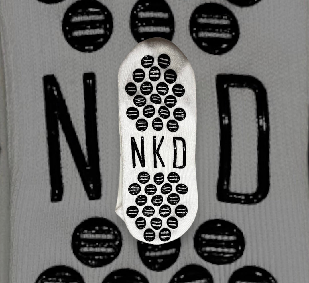 White NKD Grip Sock