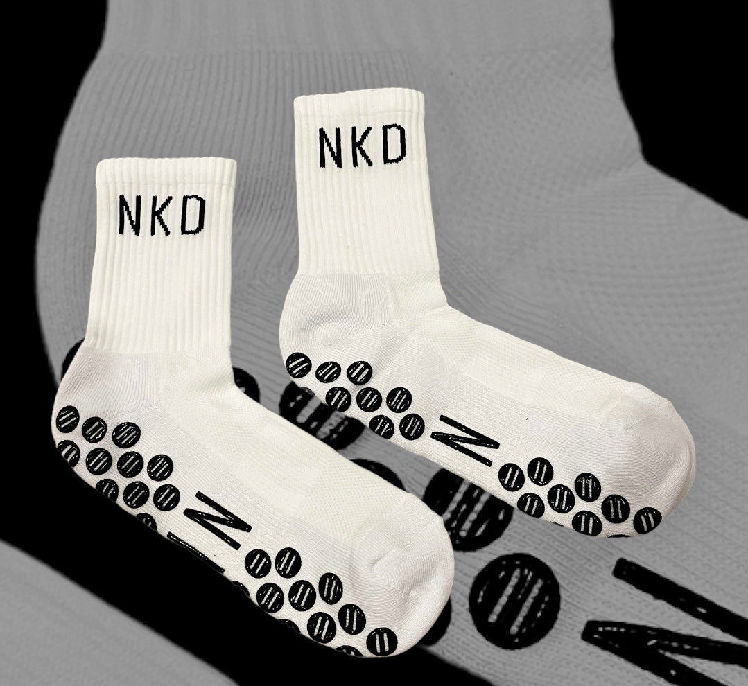 White NKD Grip Sock